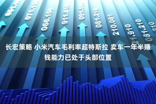 长宏策略 小米汽车毛利率超特斯拉 卖车一年半赚钱能力已处于头部位置